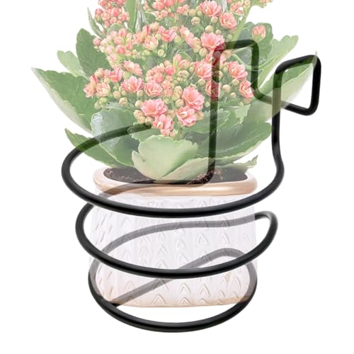 Soporte para plantas de balcón colgante - Soporte para macetas con barandilla de hierro, accesorio estable y robusto para cesta de flores, diseño colgante de plantas decorativas resistente a la intemp