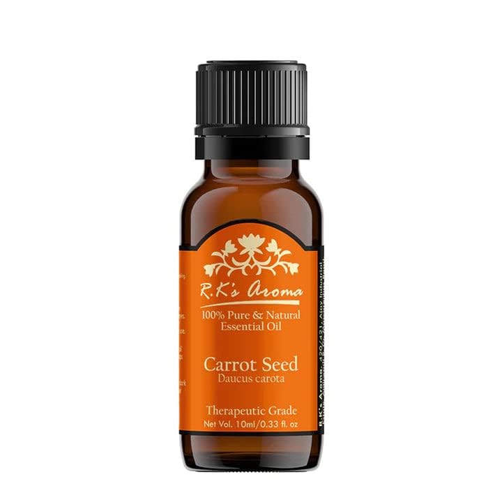 R.K's Aroma Shop Carrot Seed, (Daucus Carota) 10ml|100% Pure & Natural Essential Oil with Vitamin E & C|for Skincare and Haircare, Promotes sleep, Reduces infections, Protects from Damaged cells.