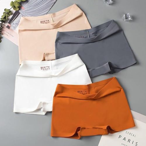 Image of LOURYN KOULYN Women Safety Short Panties Ice Silk Underpant Seamless Anti-Glare Ladies Pants Girl Boxer Briefs Female Underwear