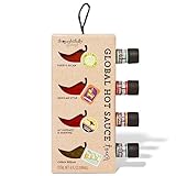 Thoughtfully Global Hot Sauce Chili-Saucen To Go Geschenk-Set - Geschenkbox mit 4 scharfen Saucen