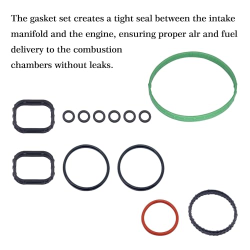 Image of Engine Intake Manifold Gasket Set Fit for Ford Lincoln Vehicle Edge Explorer F-150 Police Mustang Flex Taurus Transit-150 250 350 for MKS MKT MKZ MKX 2011-2020 Replace MS97118-1 MS971181