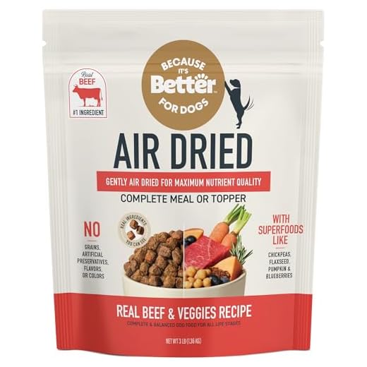 Because It’s Better Slow Baked & Air Dried Dog Food - Real Beef & Veggies - Complete & Balanced Dry Dog Food - Grain Free, High Protein, Natural Nutrition for All Life Stages, 3 lb Bag