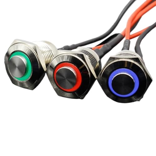 Evita fallos eléctricos con el interruptor de botón de metal 16mm 12V LED rojo y cabeza alta 10A