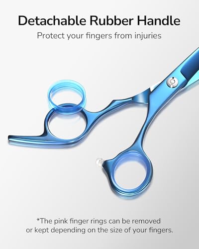 Image of Hair Cutting Scissors, ULG Professional Hair Scissors 6.5 inch Right-Hand Razor Edge Barber Shears Salon Hair Cutting Shears Made of Japanese Stainless Steel, Hand Sharpened Navy