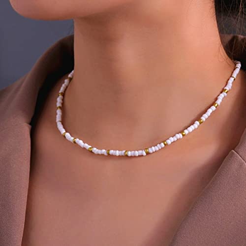 Honsny 10 Pieces Beaded Necklace For Women,Bohemian Beaded Choker Necklace Colorful Seed Bead Necklaces Set For Women #TOP2