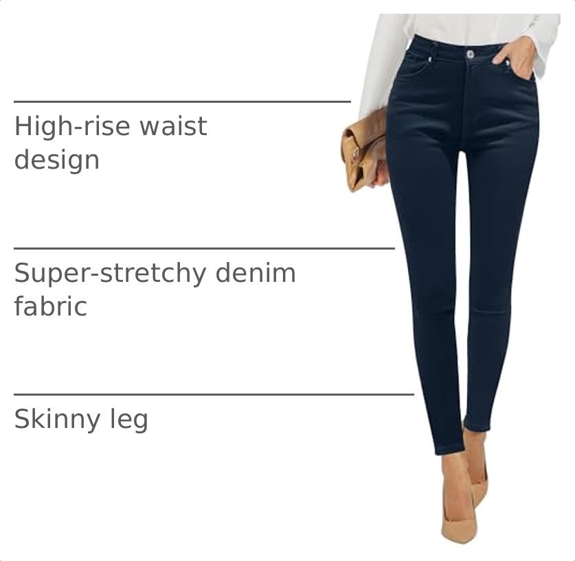 Image of GRAPENT Skinny Jeans for Women High Waist Stretchy Classic High Rise Slimming Jeggings Denim Trousers Pants