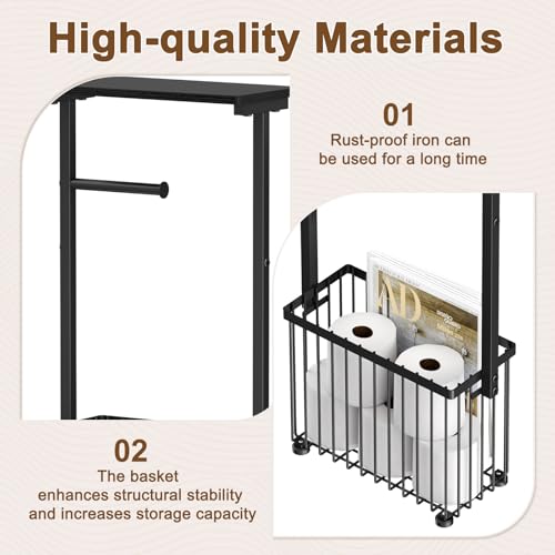Free Standing Toilet Paper Holder with Storage Shelf – Bathroom Tissue Stand with Space for Phone, Wet Wipes and Magazines – All-in-One Toilet Roll Dispenser and Organizer Holds 4-6 Rolls by X-cosrack - Used condition - Image 6