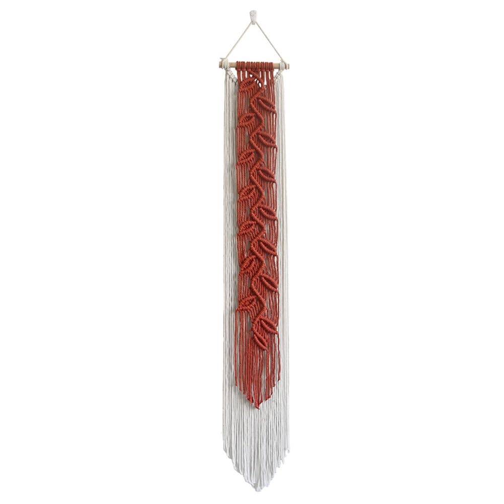Sizoriruk Nordic Leaf Woven Macrame Tapestry Hanging Boho Garden Tassel Wall Hanging Living Room Bedroom Home Hotel Decor C