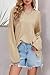 Tankaneo Womens Long Sleeve Shirts Oversized Lightweight Sweaters Crewneck Side Slit Hem Casual Blouse Tunic Tops Beige