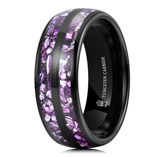 Image of THREE KEYS JEWELRY Tungsten Wedding Band Meteorite Inlay for Men Women