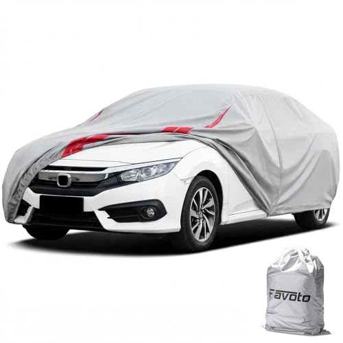 Favoto Sedan Car Cover Waterproof - Custom Fit for Honda Civic 1991-2026 Toyota Corolla 2000-2026 Outdoor All Weather for Automobiles Sun Rain Dust Protection Full Exterior Cover