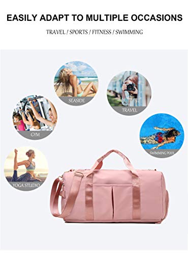 Gym Bag with Shoe Compartment and Wet Pocket Nylon Waterproof Duffel Bags for Traveling Shoe Bag Sports Bag Dance Bag for Girls Travel Bags for Women Mens Overnight Bag Gym Equipment3