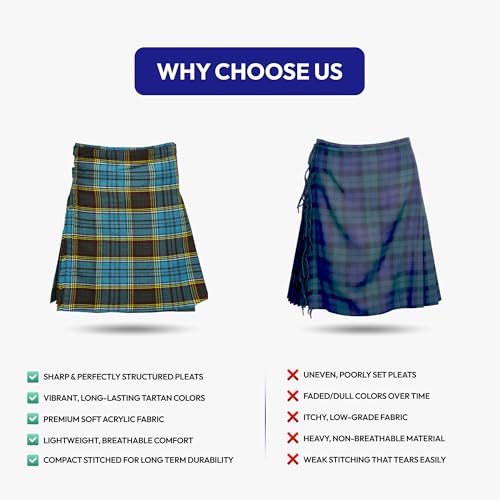 Image of 8 Yard Mens Kilt - Authentic Tartan Kilt for Men Highland Outfit for Weddings & Traditional Scottish Wear