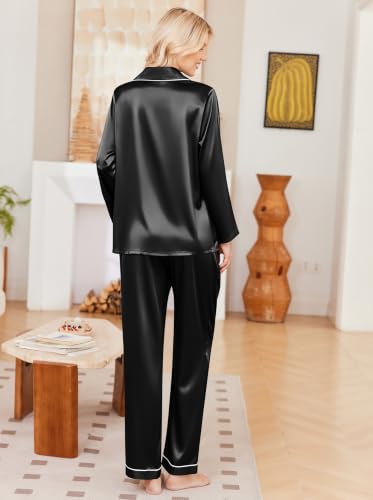 Women's Satin Long Sleeve Button Down Pjs - image 2