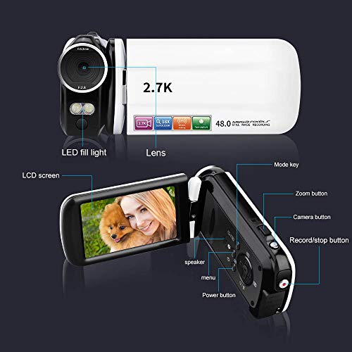 Video Camera Camcorder, CamKing 2.7K 18X HD Ultra-Thin Digital Video Camera with 3.0 Inch HD Touch Screen Digital Zoom Camera Recorder - Thumbnail 2