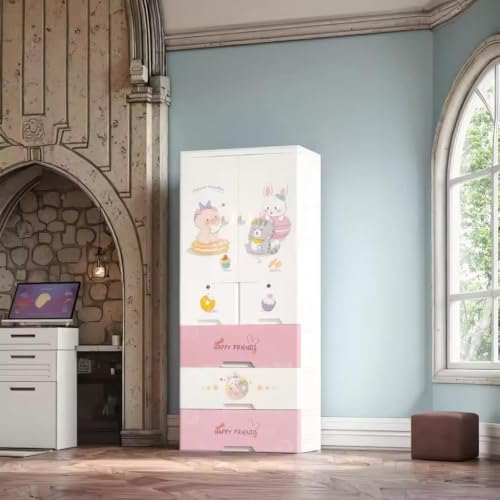 Image of HIWARE Premium Modular Wardrobe for Bedroom, Kids Room and Home | Spacious Clothes Storage Cabinet with Drawers and Shelves | Modern Stylish Design, Heavy Duty, Multiuse Organizer- SJ6514-SWEET Heart