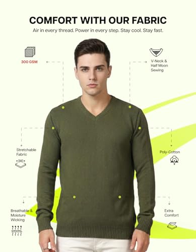 Image of AWG ALL WEATHER GEAR Men's Woolen V-Neck Full Sleeve Sweater