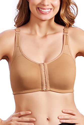 Image of MAROON 922 Women Cotton Brushed Lycra Full Coverage No Bounce, Non-Wired, Non-Padded Front Open Magic Bra with Back Support
