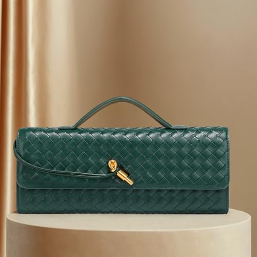 Image of JYG Woven Handbag for Women Fashion Evening Shoulder Bag PU Leather Handmade Clutch Purse Casual Crossbody Bags 2024