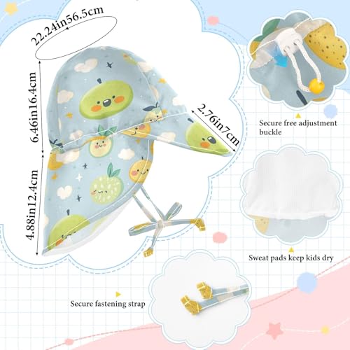 Cartoon Cute Fruits Cloud Blue Toddler Baby Beach Hat Boys Water Hats Baby Girls' UPF 50+ Neck Flap Traveling Camping4
