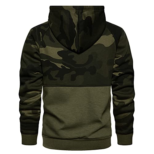 Men's Autumn Outerwear Long Sleeve Camouflage Hooded Sweatshirt, Camo Green-L #TOP3