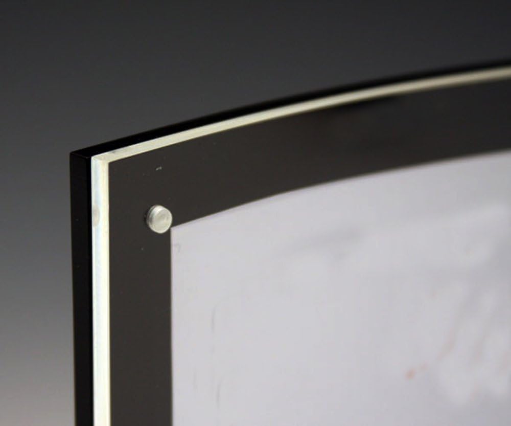 8.5x11 Acrylic Curved Picture Photo Frames,Curved Sign Holder with Magnetic for Diploma,Certificate or Plaque (Black &Clear)