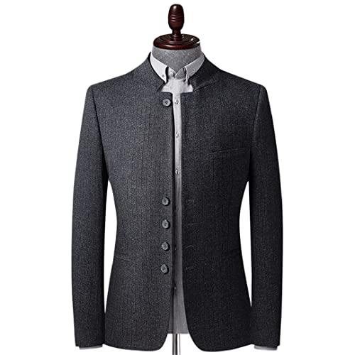Men's Spring Autumn Slim Stand Collar Casual Blazer Jacket Solid Suits Coat3