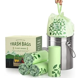 AYOTEE Small Compost Bags 2.6 Gallon with Handles, Small Compostable Trash Bags 100 Count Biodegradable Trash Can Liners/Thick 10 Liter Waste Basket Liners 2.6 Gallon for Compost Bin