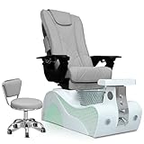 Dolphin Pedicure Chair for Nail Spa with Massage, Heat, USB, Air Vent & Bubble System – Includes Stool, Pillow, Magnetic Jet Heads & Discharge Pump – Luxury Spa Station