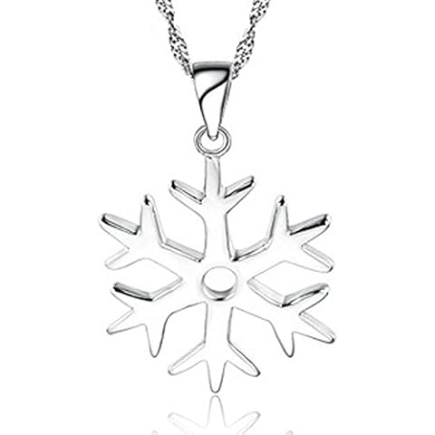 findout ladies sterling silver simple snowflake pendant necklace .for women girls .(f1461) Cover