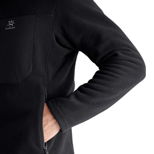 Image of KAILAS Men's Fleece Hooded Full Zip Jacket Lightweight Winter Jacket Polar Warm Coat Pockets Outdoor Jacket