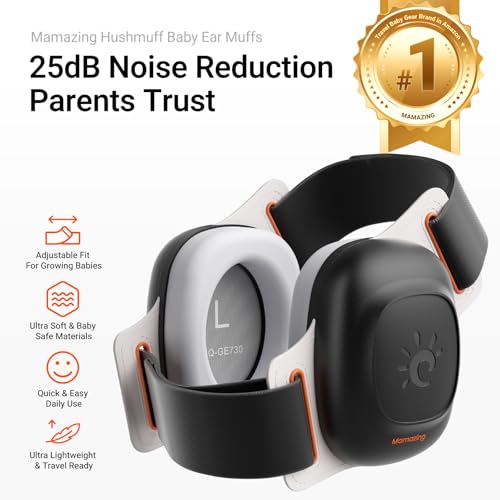 Image of MAMAZING Baby Ear Muffs for 3-48 Months, 25dB Noise Cancelling Headphones | Soft & Adjustable Baby Hearing Protection for Airplane Travel, Party and Fireworks, Newborns to Toddlers, CE & ANSI Certified