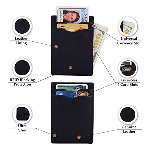 Elegant Plain cardholder Genuine Leather RFID blocking Magnetic Clip Cardcase Wallet | Slim Design for Front and Back Pocket | Quality Cardcase wallet | Ideal Gift for Men3