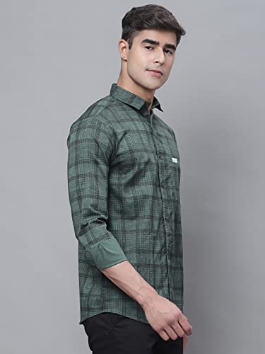 Image of Majestic Man Cotton Checkered Slim Fit Casual Shirt For Men