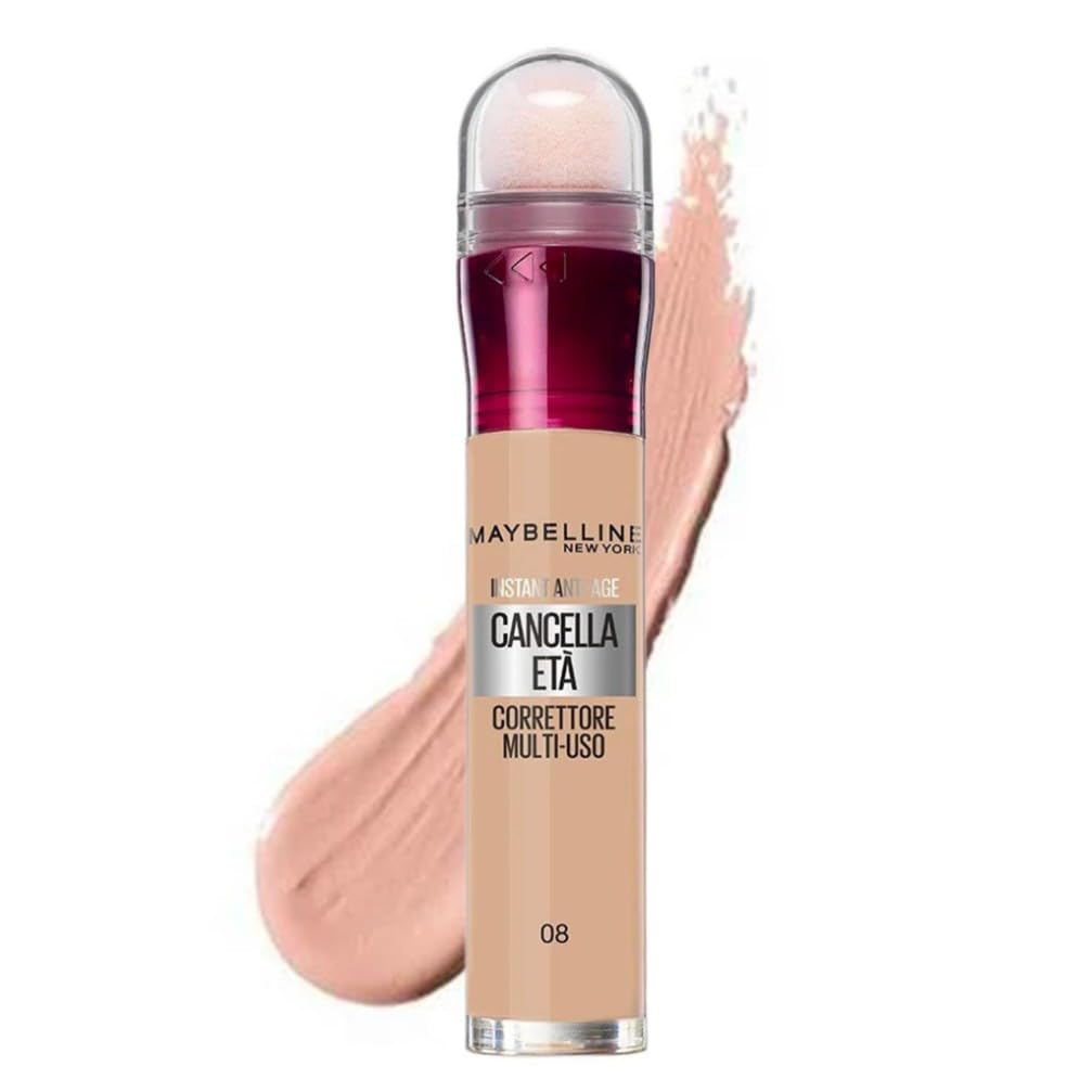 Maybelline New York Correttore Multi-Uso, Idratante e con Coprenza Modulabile, Imperfezioni e Occhiaie Coperte, Con Bacche di Goji e Haloxyl, Cancella Età, Tonalità: 08 Buff, 6,8 ml