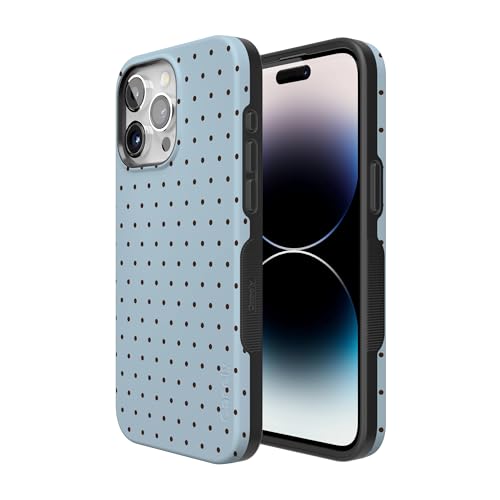 Coque iPhone 15 Pro Max Antichoc Originale Bleue à Pois MagSafe