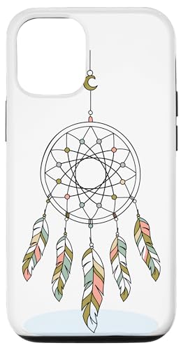 Custodia per iPhone 15 Pro Acchiappasogni con piume, bohémien, indiano, arte popolare,