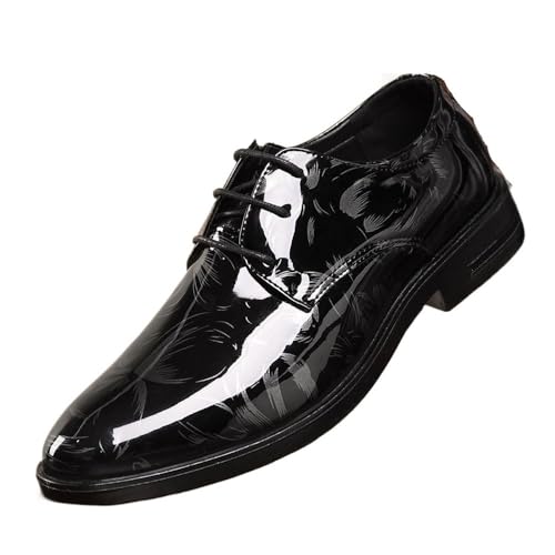 Men's Carved Pointed Leather Shoes All Seasons Men's Fashion Casual Korean Style Large Size Leather Shoes Oxfords(Blue,8)4