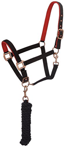 Tough 1 Neoprene Padded Halter with Antique Hardware Lead Set, Black