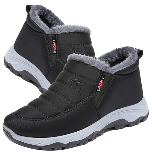Calzado Ancho Especial Hombre Botas de Nieve para Mujer Botines de Invierno Forradas Calientes Boots Zapatos Outdoor Ultraligero Antideslizante,Women's Black,41/255mm