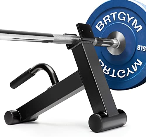 BRTGYM Deadlift Jack Barbell Stand,Carbon Steel Made,Easily Load and Unload 600lb Barbell Plates for Deadlift Exercise, Weight Training, Home Gym (Black Powder Coated)