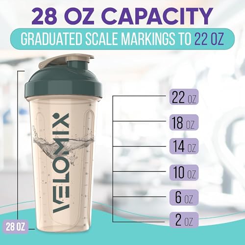 -2 Pack- 28 oz Protein Shaker Bottles for Protein Mixes - 2x Wire Whisk | Leak Proof Shaker Cups for Protein Shakes | Protein Shaker Bottle Pack | Shakers for Protein Shakes-Blue&Beige