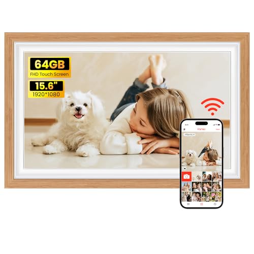 BIGASUO Digital Picture Frame 15.6" Frameo 64GB Large WiFi Electronic