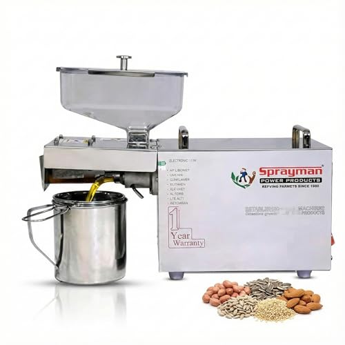 Image of Sprayman SH-400 Cold Press Oil Machine 400W Stainless Steel Oil Extractor for Groundnut Sesame Mustard Soybean Coconut Sunflower Oil Making at Home Commercial Kitchen and Small Business
