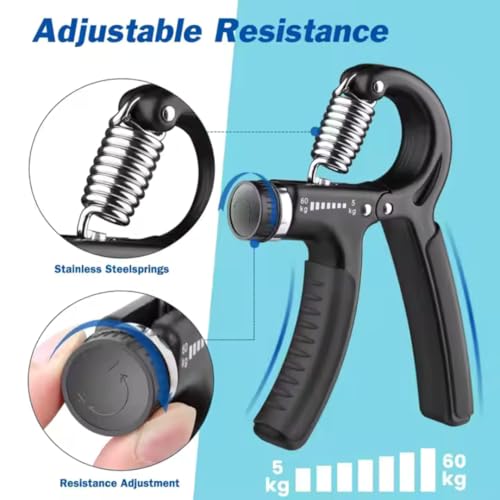 Image of Adjustable Hand Grip Strengthener 5-60KG Power Gripper for Men & Women | Forearm, Finger & Hand Exercise Tool for Home & Gym Workouts