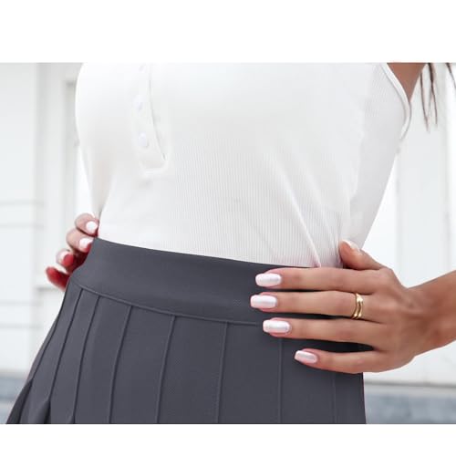 Image of Girstunm Women's Pleated Skirt Mini Skater Basic Skirts High Waist School Girls Uniform Short Cheerleader Skirt