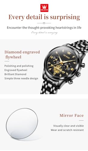 Image of OLEVS Women Watch Multifunctional Two Tone Watch Fashion Business Analog Quartz Ladies Watch Stainless Steel Waterproof Diamond Watch for Women
