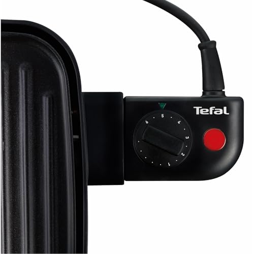 Tefal Tischgrill Malaga, Elektrogrill, regelbarer Thermostat, antihaftbeschichtete Grillplatte, 2/3 Grill, 1/3 Teppanyaki, abnehmbares Kabel, Platte und Abtropfschale spülmaschinenfest, 2000W, TG3918