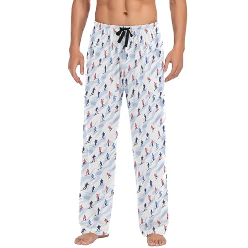 ALAZA Skiers Winter Sport Blue Men's Pajama Pants Lounge Pants Sleep Pajama Pant Bottoms