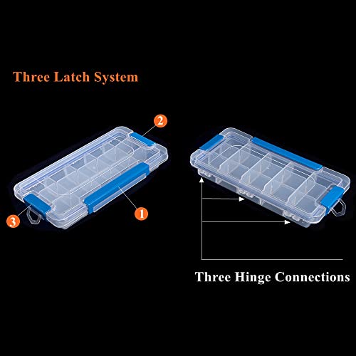 Image of Adjustable Plastic Divider Storage Box Container for Bead, Button, Small Parts,15 Grids, Pack of 3, Clear